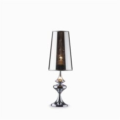 Lampa stołowa Alfiere TL1 SMALL CROMO Ideal Lux  032467  metalowy korpus w kolorze chromu Klosz z folii PVC w kolorze chromu