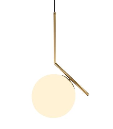 Lampa wisząca SORENTO LDP 1215-200 (MD+WT) Lumina Deco kula na mosiężnej podstawie 25 cm