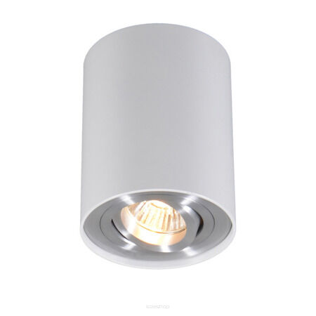 PLAFON ZUMA LINE RONDOO SPOT 45519 WH Z ALUMINIUM W KOLORZE BIAŁYM CHROMOWANY PIERŚCIEŃ NOWOCZESNA TUBA