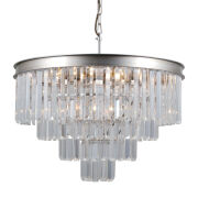 Lampa wisząca VERDES PND-44372-8A-SLVR-BRW Italux Srebrna szkło krystaliczne elegancka
