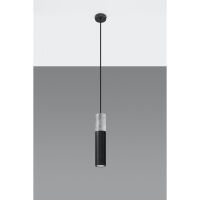 LAMPA  WISZĄCA BORGIO CZARNA STALOWA TUBA ZAKOŃCZONA BETONEM IDEALNA DO SALONU SL.0650 SOLLUX