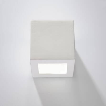 Lampa ścienna ceramiczna LEO Biała Nowoczesna SL.0005 SOLLUX LIGHTING Efektowna kostka kinkiet