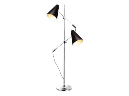 Lampa podłogowa Kaja AZzardo FL-13054 AZ1082 stojąca dwa źródła światła czarne klosze  w kształcie stożka E14