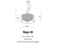 Lampa wisząca Rego 40 AZzardo  3957-5PX AZ0999  kryształki wyłaniają się spod okrągłego klosza elegancka kryształowa - 3