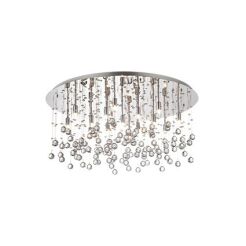 Plafon Moonlight PL15 Ideal Lux  077819   podstawa w kształcie okręgu jest  z metalu w kolorze chromu zwisające kawałki są z kryształu