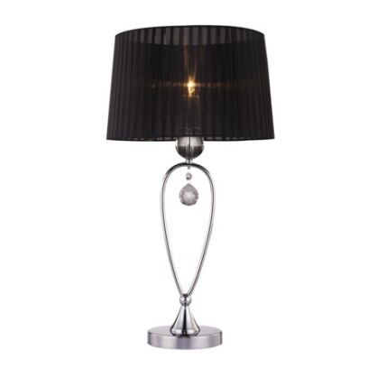 LAMPA STOŁOWA ZUMA LINE BELLO TABLE RLT93224-1B czarny okrągły abażur podstawa chromowana kryształek na  środku