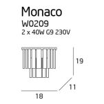 LAMPA ŚCIENNA KINKIET  MONACO W0209 Maxlight półokrągły kryształowy z metalu i szkła - 2