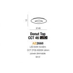 Plafon  Azzardo DONUT TOP 46 CCT REMOTE AZ2668 wykonany z metalu oraz  białego akrylowego klosza kształtem przypomina pączek LED ściemnialna - 2