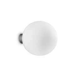 Kinkiet Mapa Bianco AP1 D15 Ideal Lux  059808 Klosz jest w kształcie kuli ze szkła oprawa z metalu w kolorze niklu