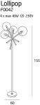 Lampa podłogowa LOLLIPOP LAMPA STOJĄCA F0042 nowoczesna klosze kule transparentne metal mosiądz - 2