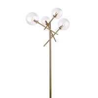 Lampa podłogowa LOLLIPOP LAMPA STOJĄCA F0042 nowoczesna klosze kule transparentne metal mosiądz