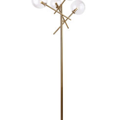 Lampa podłogowa LOLLIPOP LAMPA STOJĄCA F0042 nowoczesna klosze kule transparentne metal mosiądz
