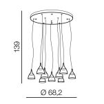 Lampa wisząca DALMATIA 9 AZ3143 nowoczesna minimalistyczna kolor czarny 9 źródeł światła - 3