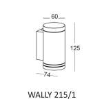 Kinkiet WALLY 215/1 GU10 ELKIM Prosta czarna tuba IP65 wysokość 12,5 cm  - 3