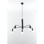 Lampa wisząca DUOMO 5 SL.0304 Sollux efektowna 5 źródeł światła wykonana ze stali malowanej proszkowo w kolorze czarnym  - 3