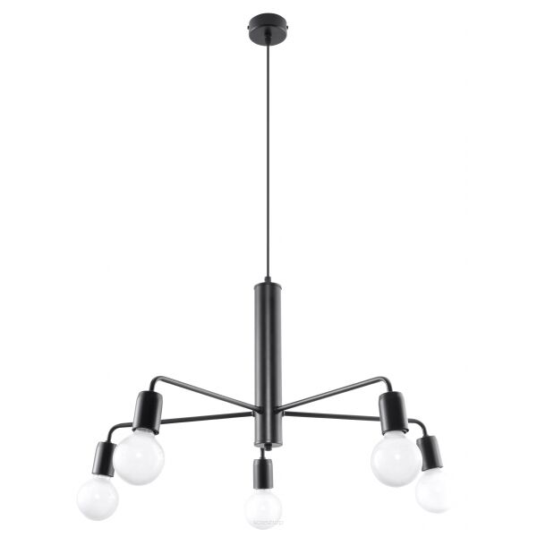 Lampa wisząca DUOMO 5 SL.0304 Sollux efektowna 5 źródeł światła wykonana ze stali malowanej proszkowo w kolorze czarnym 