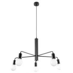 Lampa wisząca DUOMO 5 SL.0304 Sollux efektowna 5 źródeł światła wykonana ze stali malowanej proszkowo w kolorze czarnym 