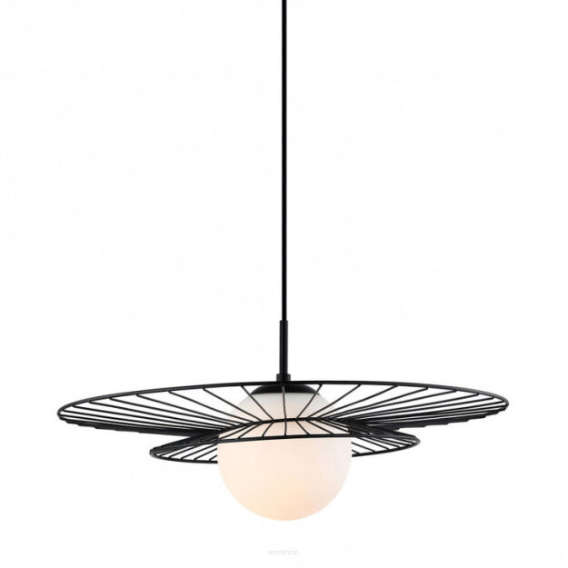 Lampa wisząca ALISON MDM-4001/1 BK Italux DRUCIANA OPRAWA W KOLORZE CZARNYM SZKLANA KULA W CENTRUM