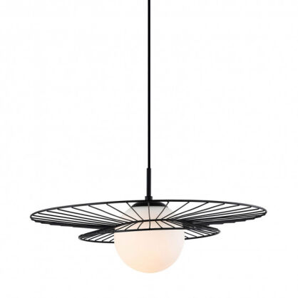 Lampa wisząca ALISON MDM-4001/1 BK Italux DRUCIANA OPRAWA W KOLORZE CZARNYM SZKLANA KULA W CENTRUM