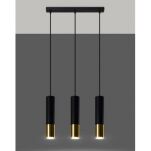 Lampa wisząca LOOPEZ SL.0954 Sollux tuba 3xGU10 czarna złota listwa - 3