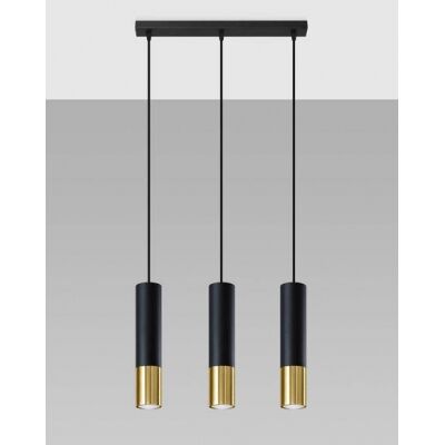 Lampa wisząca LOOPEZ SL.0954 Sollux tuba 3xGU10 czarna złota listwa