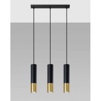 Lampa wisząca LOOPEZ SL.0954 Sollux tuba 3xGU10 czarna złota listwa