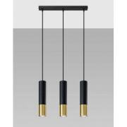 Lampa wisząca LOOPEZ SL.0954 Sollux tuba 3xGU10 czarna złota listwa