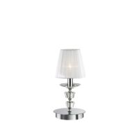 Lampa stołowa Pegaso TL1 SMALL Ideal Lux  059266  metalowa oprawa wykończona w chromie klosz z  białej organzy
