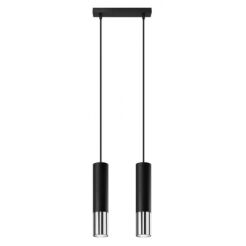 Lampa wisząca LOOPEZ SL.0941 Sollux 2 tuby czarna/ chrom