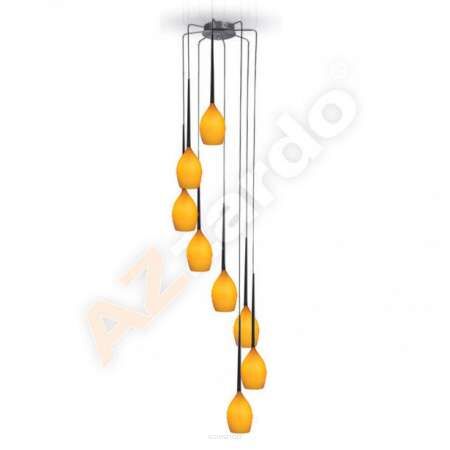 Lampa wisząca Izza 8 amber AZzardo MD1288A-8SO AZ1223 bursztynowe klosze w kształcie kielichów nowoczesny