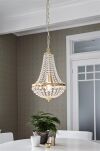 Lampa wisząca GRÄNSÖ 106118  Markslojd Styl pałacowy glamour przezroczyste kryształki metalowe elementy w kolorze złotym szczotkowanym źródło światła E27 30 cm szerokości - 2