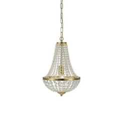 Lampa wisząca GRÄNSÖ 106118  Markslojd Styl pałacowy glamour przezroczyste kryształki metalowe elementy w kolorze złotym szczotkowanym źródło światła E27 30 cm szerokości