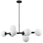 Lampa wisząca RADDI PNS-5510-8-BK Italux CZARNY KORPUS BIAŁE KLOSZE 8xG9 DESIGNERSKA - 2