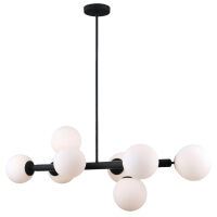 Lampa wisząca RADDI PNS-5510-8-BK Italux CZARNY KORPUS BIAŁE KLOSZE 8xG9 DESIGNERSKA