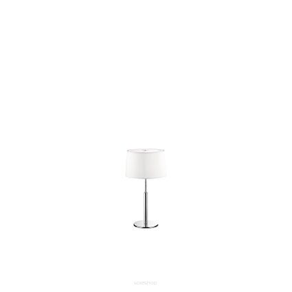 Lampa stołowa Hilton TL1 Ideal Lux  075525 Klosz z folii PVC pokrytej tkaniną i od dołu piaskowanym szkłem metalowa rama w  kolorze chromu
