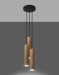 Lampa wisząca LINO 3P SL.1012 SOLLUX LIGHTING 3 drewniane tuby - 4