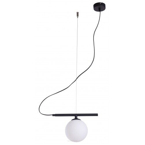 Lampa wisząca BERYL 1 GLASS czarna 1 biała kula ALDEX 1006G1  