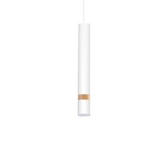 Lampa wisząca JOKER WHITE/WOOD 1xGU10  MLP6301 tuba biała 