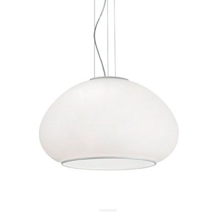 Lampa wisząca Mama SP3 D50 Ideal Lux  071022   Klosz jest z dmuchanego szkła białego kulisty kształt pierścień i podstawa z metalu