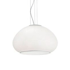 Lampa wisząca Mama SP3 D50 Ideal Lux  071022   Klosz jest z dmuchanego szkła białego kulisty kształt pierścień i podstawa z metalu