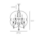 Lampa wisząca  Brest - P06674AU COSMO Light wykonana w stylu nowojorskim połączonym z klasycznym zloty bogato zdobiony kryształki - 3