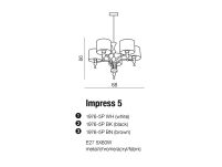 Lampa Wisząca Impress 5 Azzardo 1976-5P WH  z metalu o wykończeniu chromowanym i szklanym abażury w kolorze białym - 2