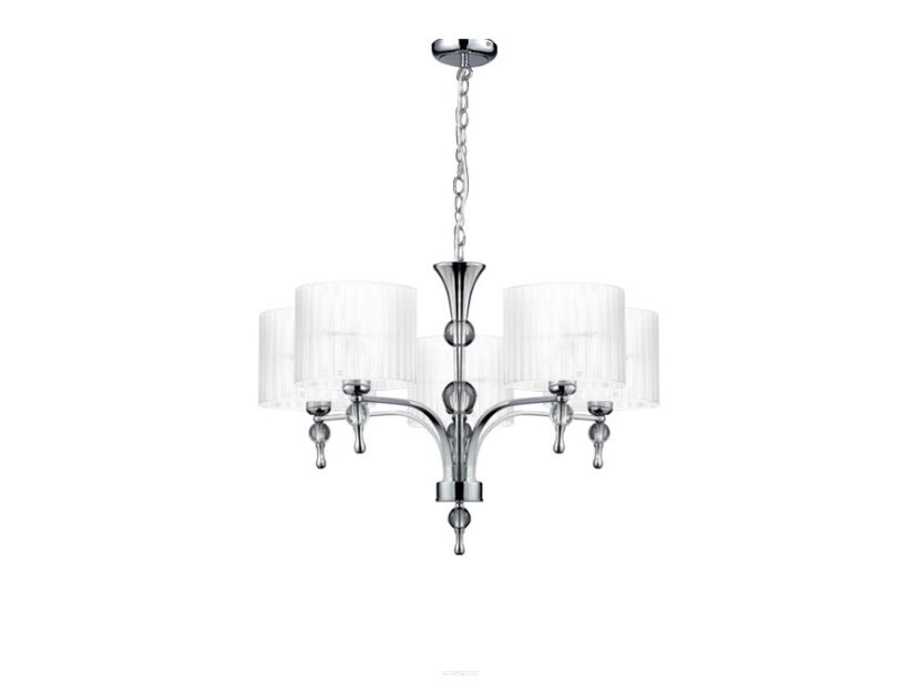 Lampa Wisząca Impress 5 Azzardo 1976-5P WH  z metalu o wykończeniu chromowanym i szklanym abażury w kolorze białym