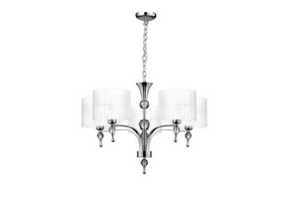 Lampa Wisząca Impress 5 Azzardo 1976-5P WH  z metalu o wykończeniu chromowanym i szklanym abażury w kolorze białym