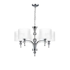 Lampa Wisząca Impress 5 Azzardo 1976-5P WH  z metalu o wykończeniu chromowanym i szklanym abażury w kolorze białym