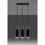 LAMPA  WISZĄCA BORGIO 3 CZARNE  STALOWE TUBY ZAKOŃCZONE BETONEM IDEALNA DO SALONU SL.0652 SOLLUX - 4