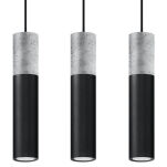 LAMPA  WISZĄCA BORGIO 3 CZARNE  STALOWE TUBY ZAKOŃCZONE BETONEM IDEALNA DO SALONU SL.0652 SOLLUX - 3