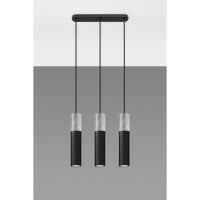 LAMPA  WISZĄCA BORGIO 3 CZARNE  STALOWE TUBY ZAKOŃCZONE BETONEM IDEALNA DO SALONU SL.0652 SOLLUX