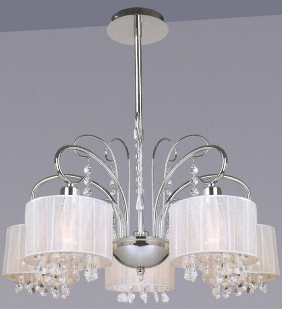Lampa wisząca Span MDM1583/5 WH Italux Italux  chrom biały abażur styl pałacowy elegancki 