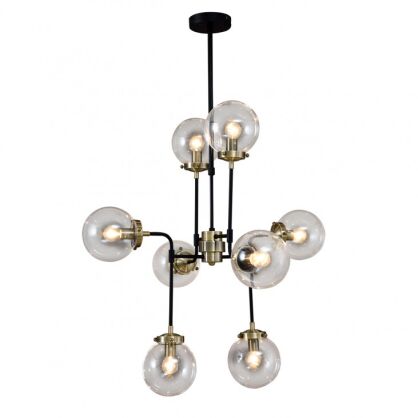 Lampa wisząca Odelia V1009-8 Italux w surowym stylu industrialnym metalowe elementy mają czarne wykończenie z dodatkami antycznego brązu łamana